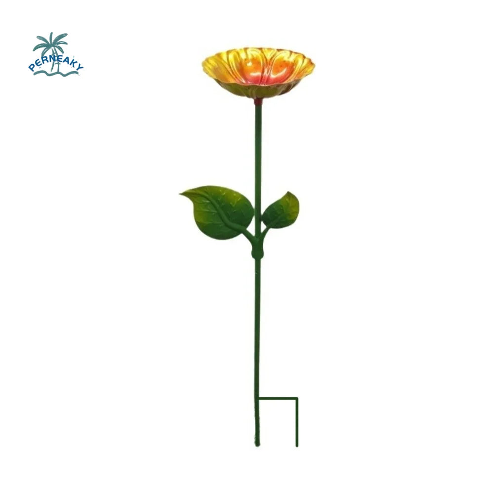 Bird Food/Water Bowl. Iron Flower Shaped Bird Bath. Large Capacity, Durable Bird Feeding Dish. Convenient Bird Bathtub for Yard/Courtyard