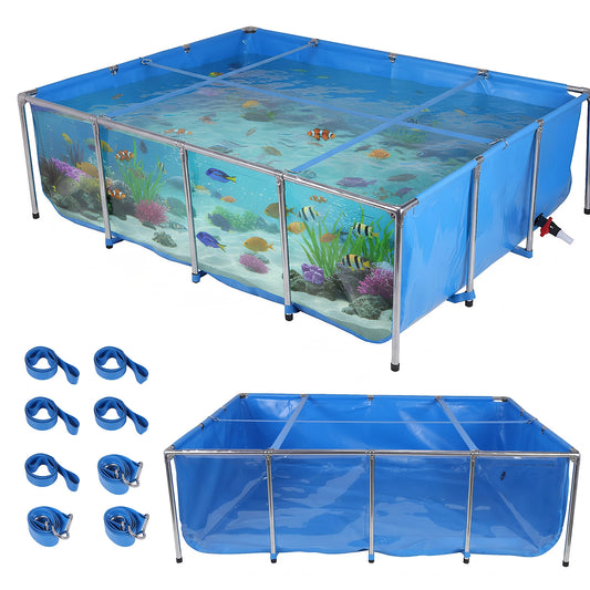 880Gallon Rectangular Goldfish Tank with Transparent Viewing Panel 400LBS Capacity with Drain Valve for Koi/Goldfish Breeding