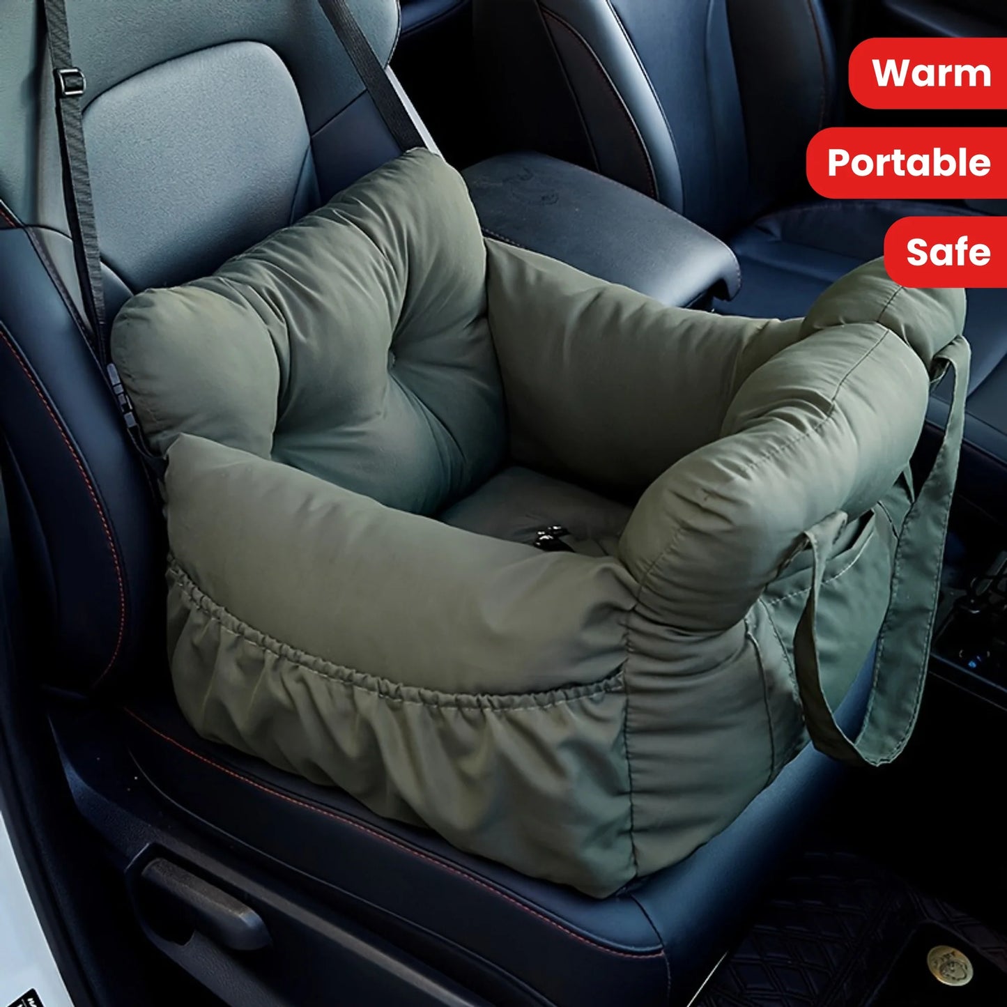 Dog Car Seat with Safety Belt - Non-Slip, for Small Dogs, Washable Travel Carrier with Secure Straps for Safe Car Seat