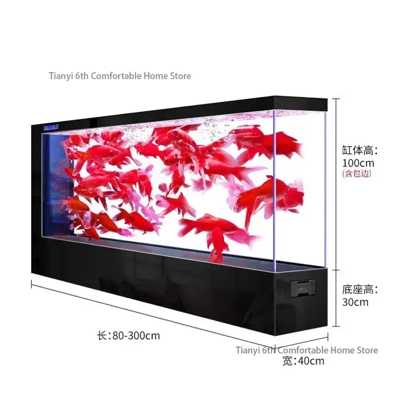 Super Large Transparent Luxury Aquariums. Long Floor-to-ceiling Fishbowl