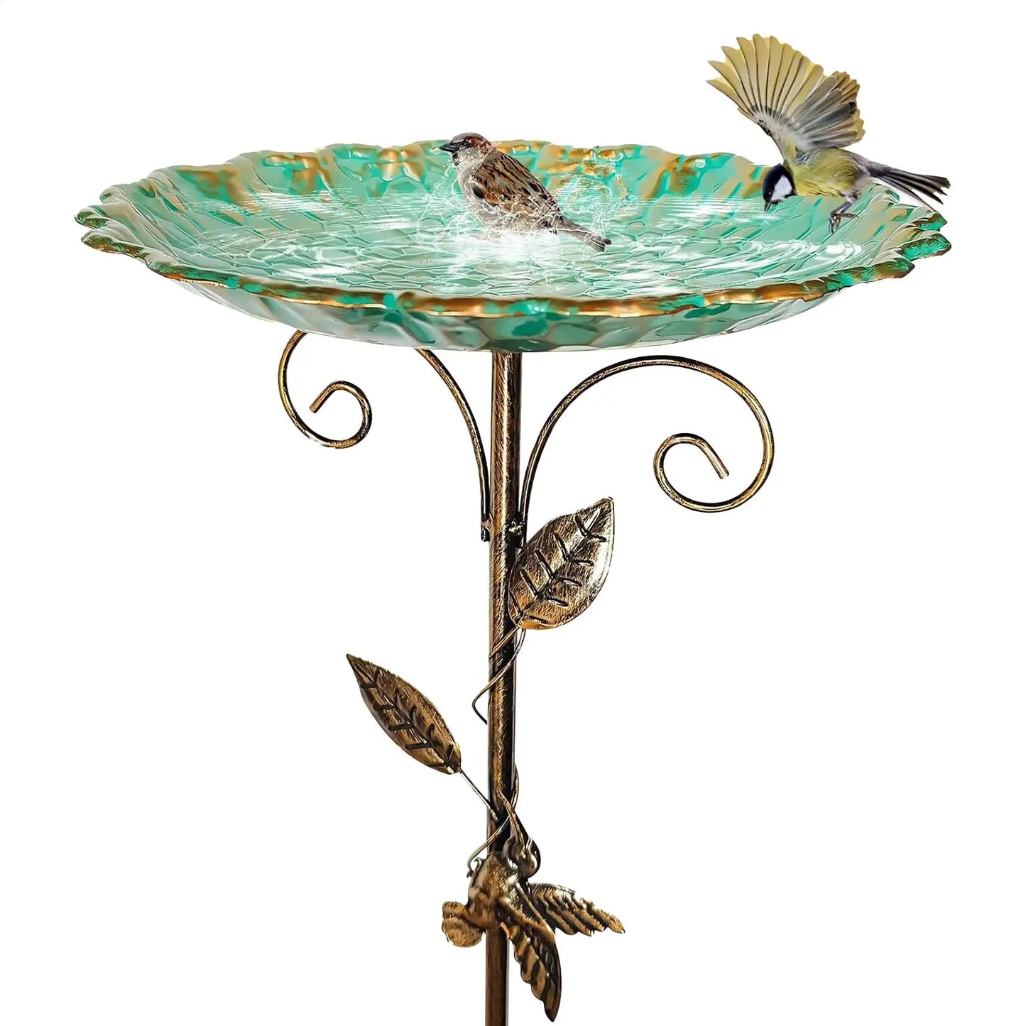 Bird Baths for Outdoor Patio. Birdfeeder with Metal Standing. Birdbath Bowl. Frost-proof, Height Adjustable for Backyard/Deck