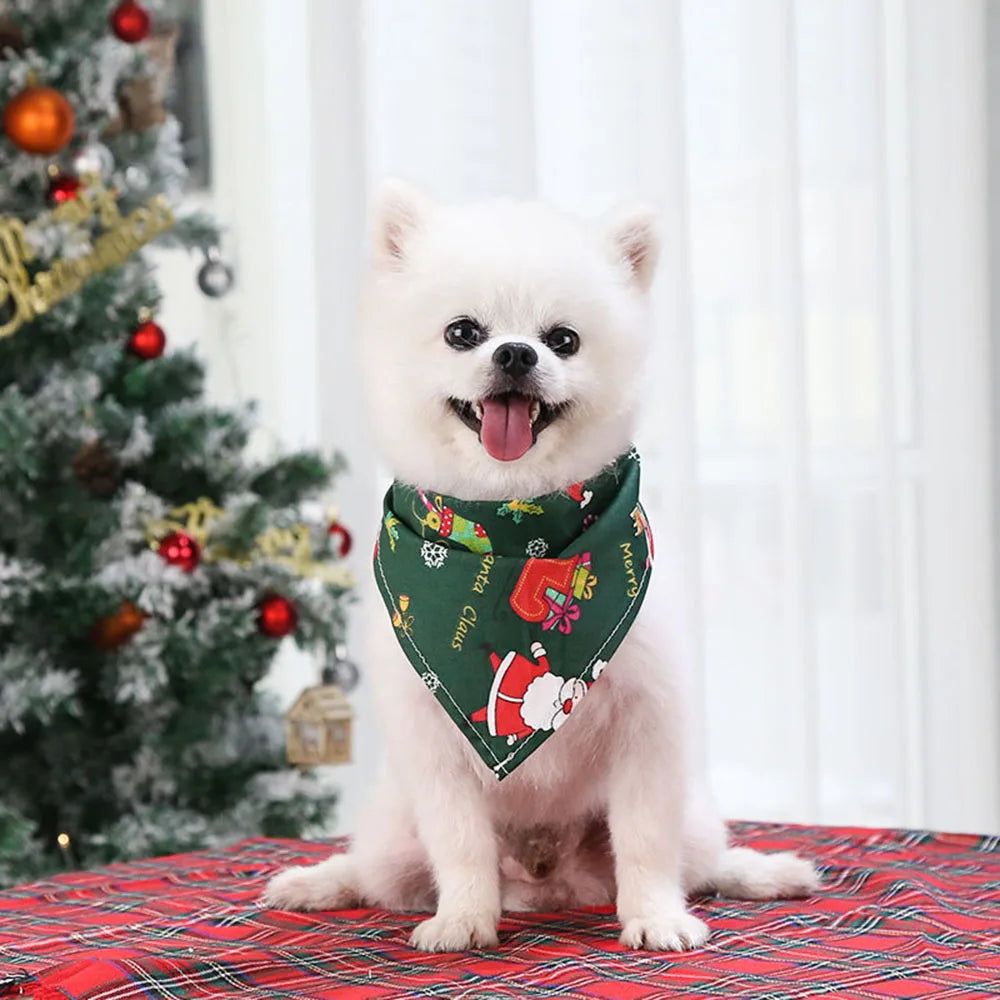 Christmas Dog Bandanas. Christmas Tree and Santa Claus Dog Scarf for Boys and Girls Holiday Bandana for Cats & Dogs