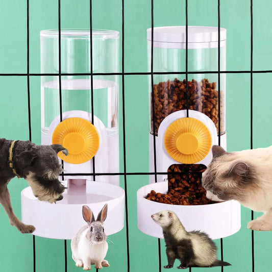 new Hanging Automatic Pet Food Feeder/Water Dispenser, Gravity Cat Auto Feeder Waterer Set With Container Bowl For Cage