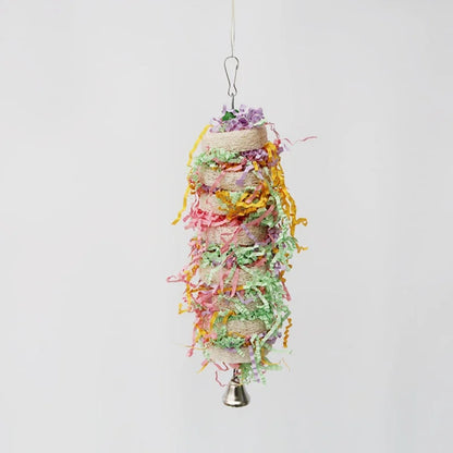 Parrot Toys Swing. Natural loofah. Hanging with Bell. Cockatiel and Parakeet Pet Bird Bites, Climb Chew Toys