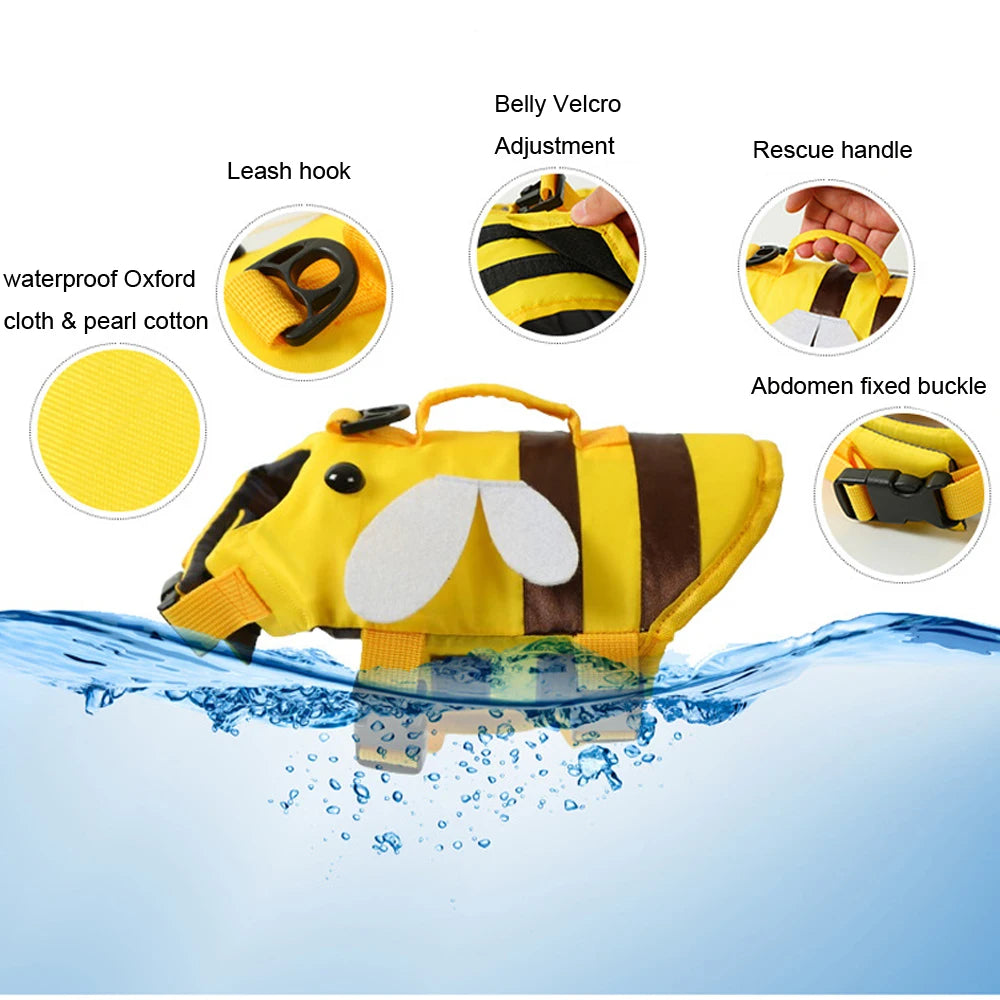 Dog Life Jacket for Swimming, Boating. Pet Safety Floatation Vest/Life Preserver with Rescue Handle For Cats and Small or Medium Dogs