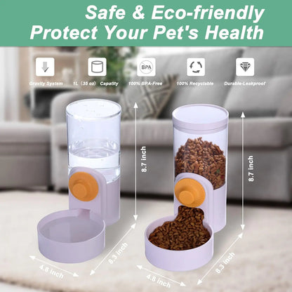 new Hanging Automatic Pet Food Feeder/Water Dispenser, Gravity Cat Auto Feeder Waterer Set With Container Bowl For Cage