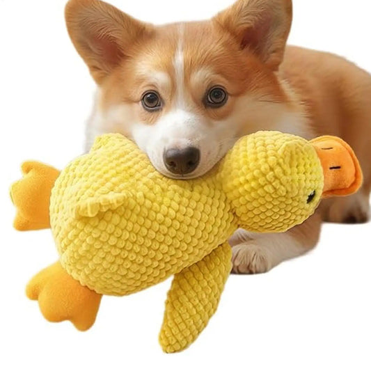 Duck dog toy, chew resistant, durable dog toy with quacking sound. teeth grinding relief. soft companion for small/large dog