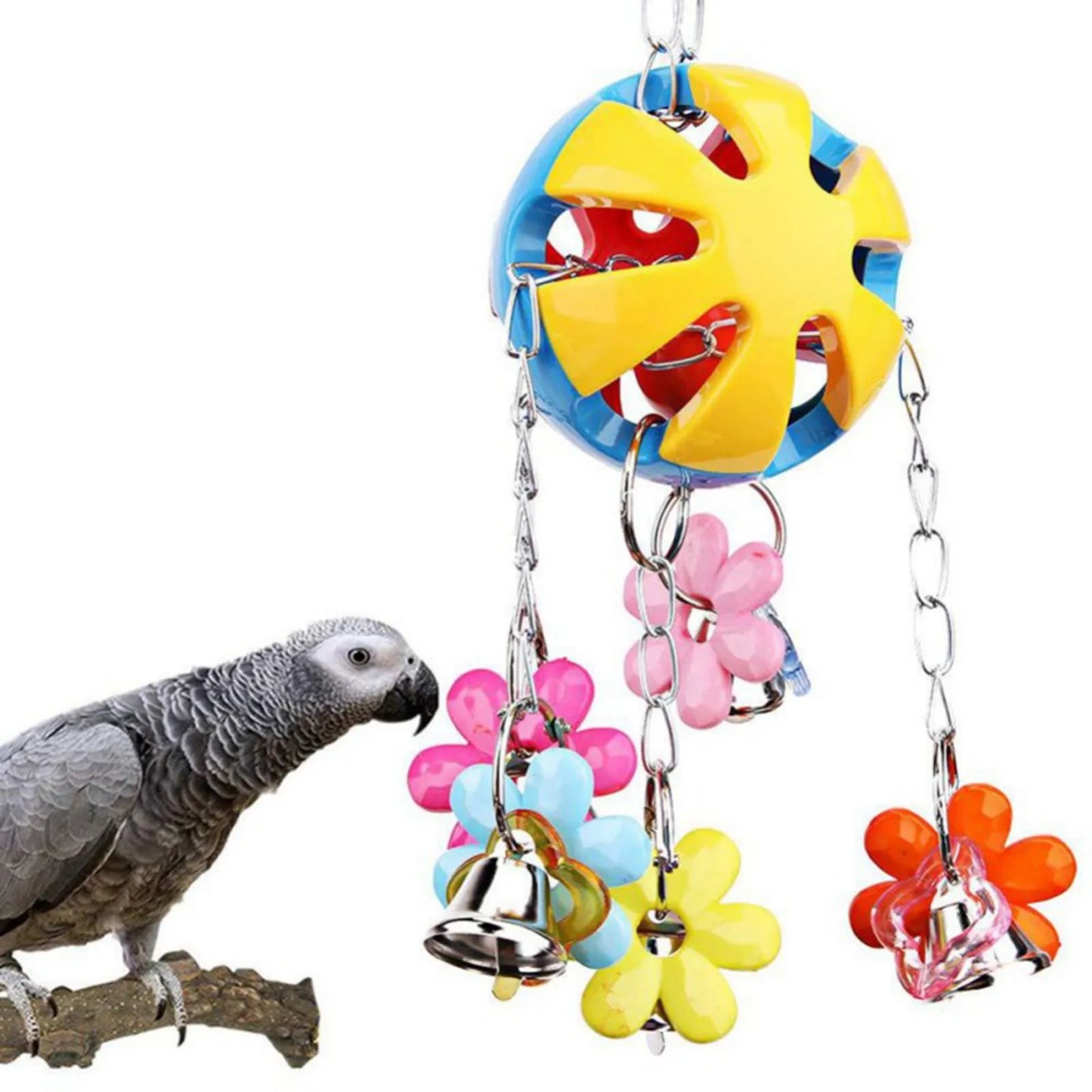 Parrot Toy. Colorful Bird Ball With Bell For Cage Bird. Chew Toy for Playing and Training. Ball Hanging Toy For Small Parakeets
