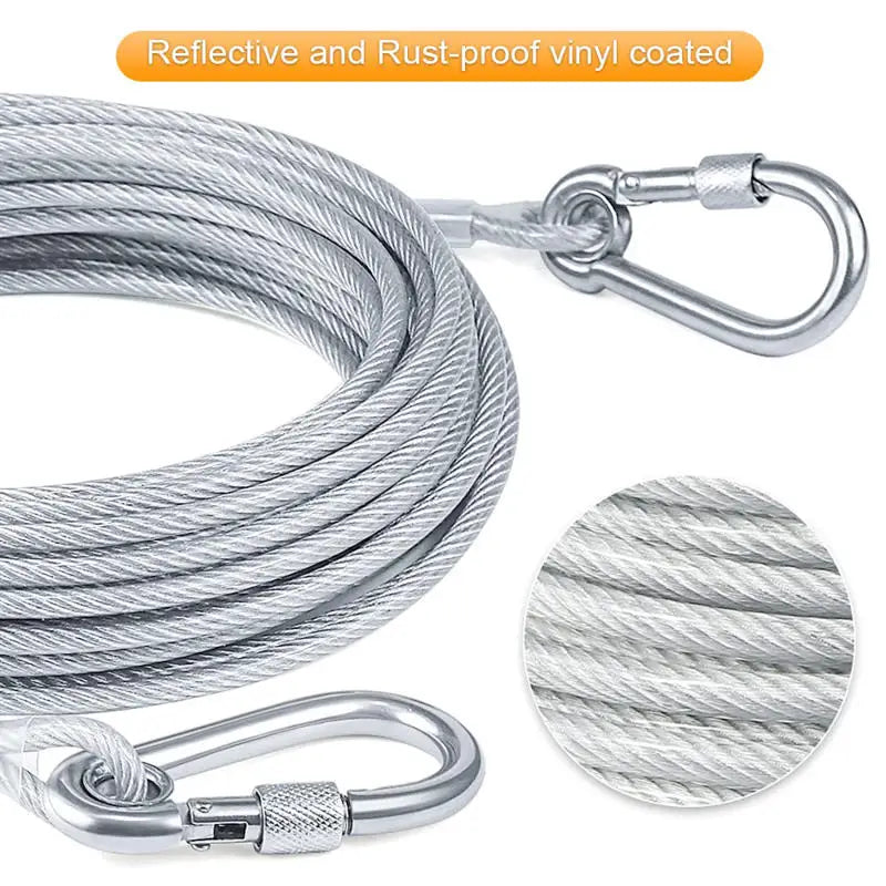 Double-headed Dog Tie. Outside Cable Leash , traction rope with metal buckle, steel wire anti-rust training collar,Outdoor Dogs Strap