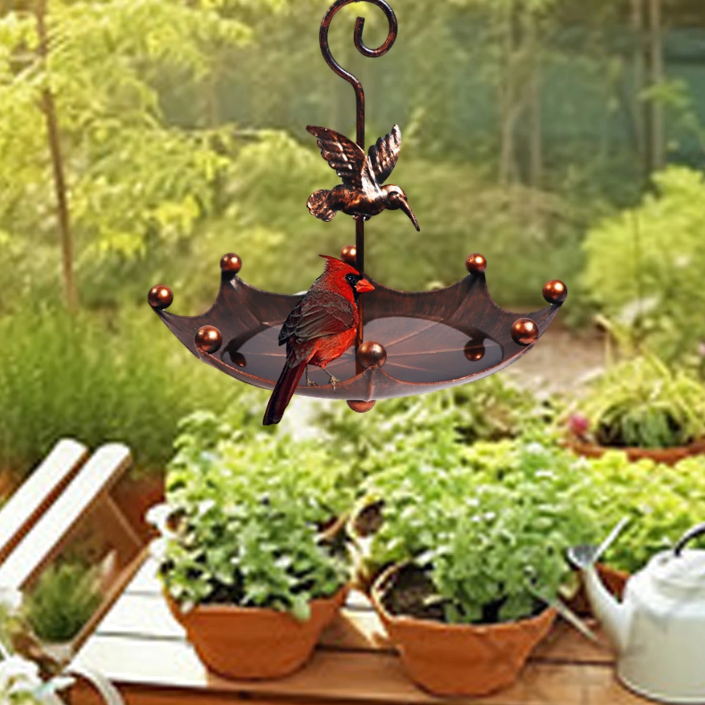 1Pc Antique Umbrella-Shaped Bird Feeder - Outdoor Hanging Bird Bath and Food Bowl, Suitable for Outdoor Gardens, Patios, Backyards, Bird Feeding, Attracting Wildlife