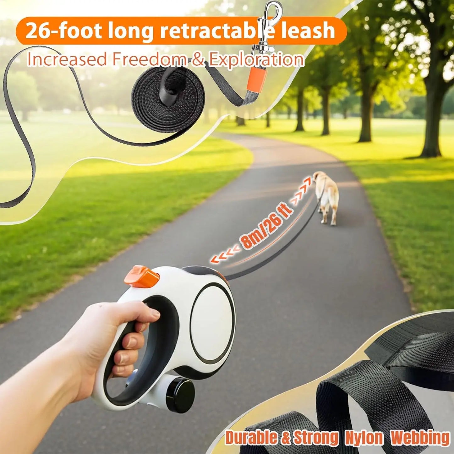5m 8m 50kg Dog Leash. Retractable Roulette Collar for Small or Big Dogs. Adjustable, Walking or Hiking. French Bulldog Rope