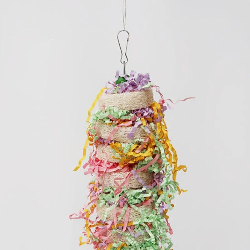 Parrot Toys Swing. Natural loofah. Hanging with Bell. Cockatiel and Parakeet Pet Bird Bites, Climb Chew Toys