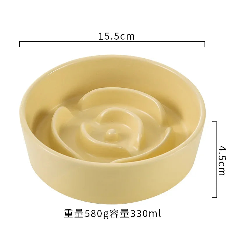 Ceramic Cat or Dog Bowl. Small and Medium-Sized Dogs. Slow Feeding, Anti-Choke Slow Food Bowl. Anti-Tumble