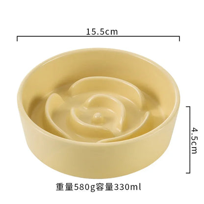 Ceramic Cat or Dog Bowl. Small and Medium-Sized Dogs. Slow Feeding, Anti-Choke Slow Food Bowl. Anti-Tumble