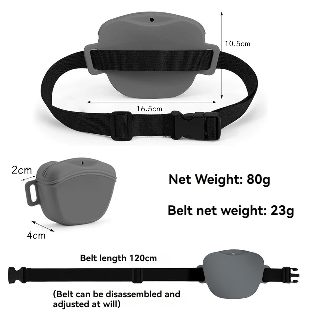 Pet Supplies. Silicone Dogs Treat Bag. Portable Dog Training Waist Bag. Outdoor Feeder. Puppy Snack Reward Storage Bag with Belt