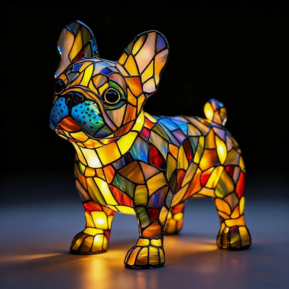 LED Night Light Glowing Dog. Series Artistic Animal Statue. French Bulldog, Labrador Retriever, Golden Retriever. Resin Ornaments