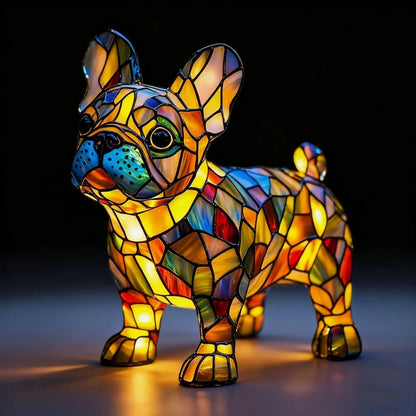 LED Night Light Glowing Dog. Series Artistic Animal Statue. French Bulldog, Labrador Retriever, Golden Retriever. Resin Ornaments