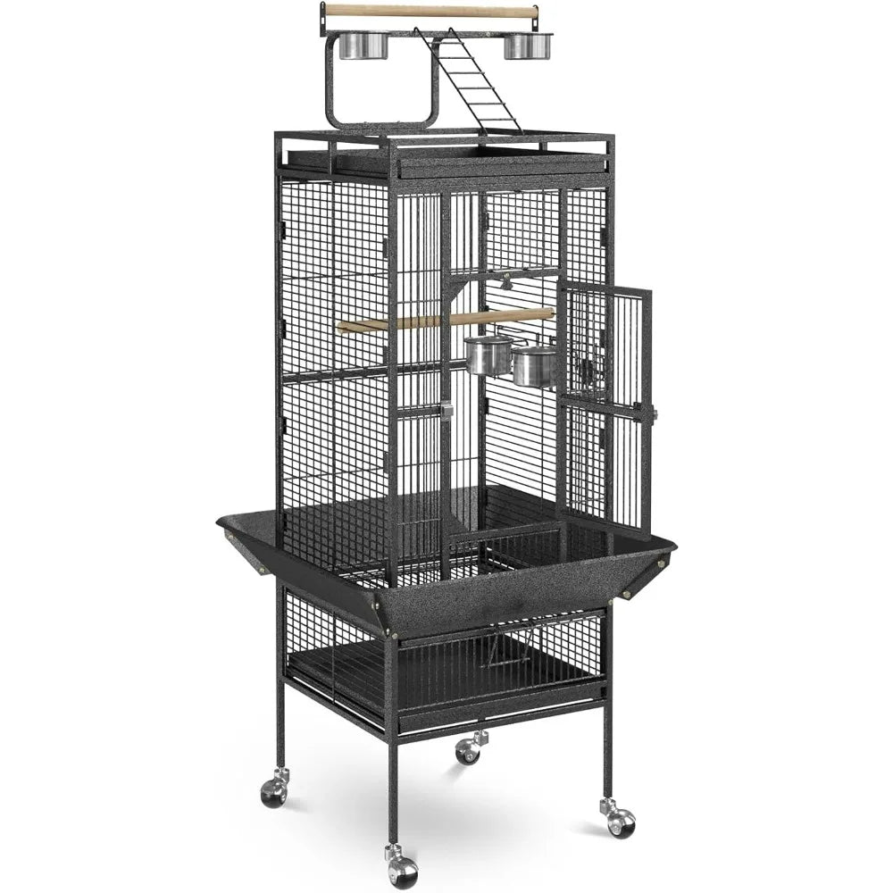 61-inch 2in1 Large Bird Cage with Rolling Stand. Playtop Parrot, Chinchilla, Finch Cage, Macaw, Conure, Cockatiel & Cockatoo Pet House