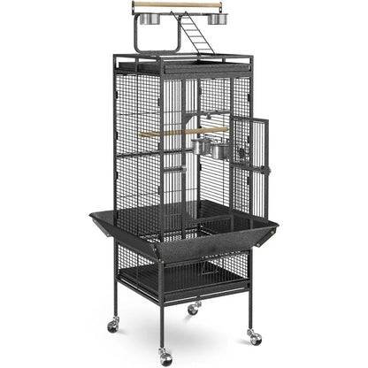61-inch 2in1 Large Bird Cage with Rolling Stand. Playtop Parrot, Chinchilla, Finch Cage, Macaw, Conure, Cockatiel & Cockatoo Pet House