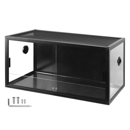 Reptile Terrarium Lounge Habitat with Ventilation, Tempered Glass. Reptile Tank Large Capacity for Snake/Bearded Dragon/Lizard Ect