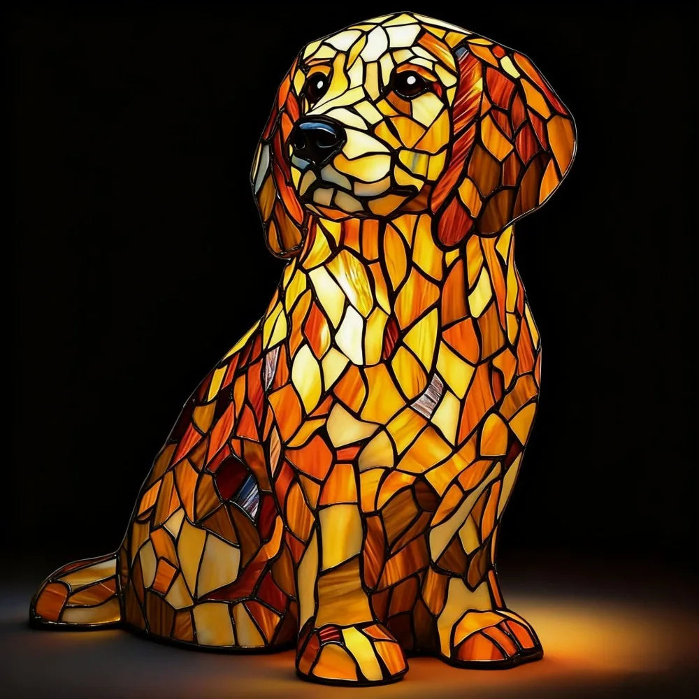 LED Night Light Glowing Dog. Series Artistic Animal Statue. French Bulldog, Labrador Retriever, Golden Retriever. Resin Ornaments