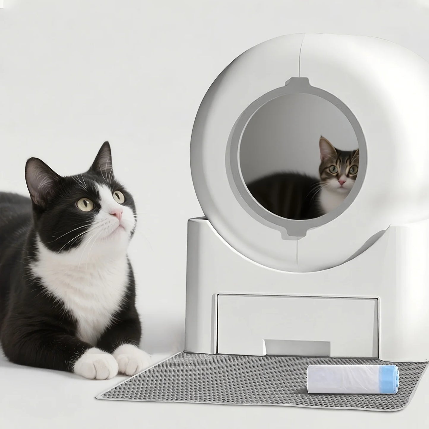 Self-Cleaning Cat Litter Box Automatic - 64L Large Capacity W/ FREE Waste Bags & TrackingMat, Smart APP-Controlled, Odor-Free