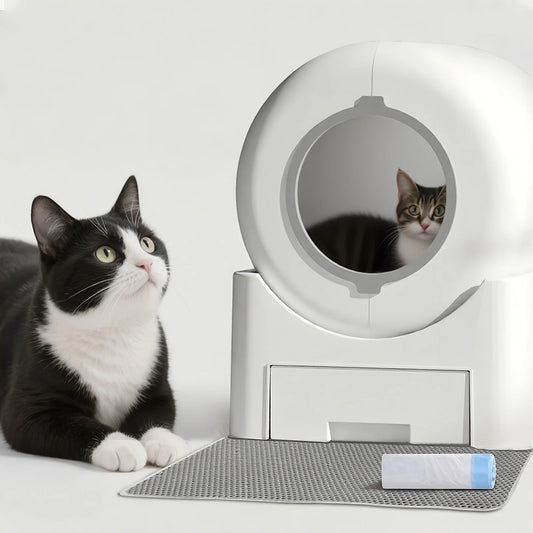 Self-Cleaning Cat Litter Box Automatic - 64L Large Capacity W/ FREE Waste Bags & TrackingMat, Smart APP-Controlled, Odor-Free