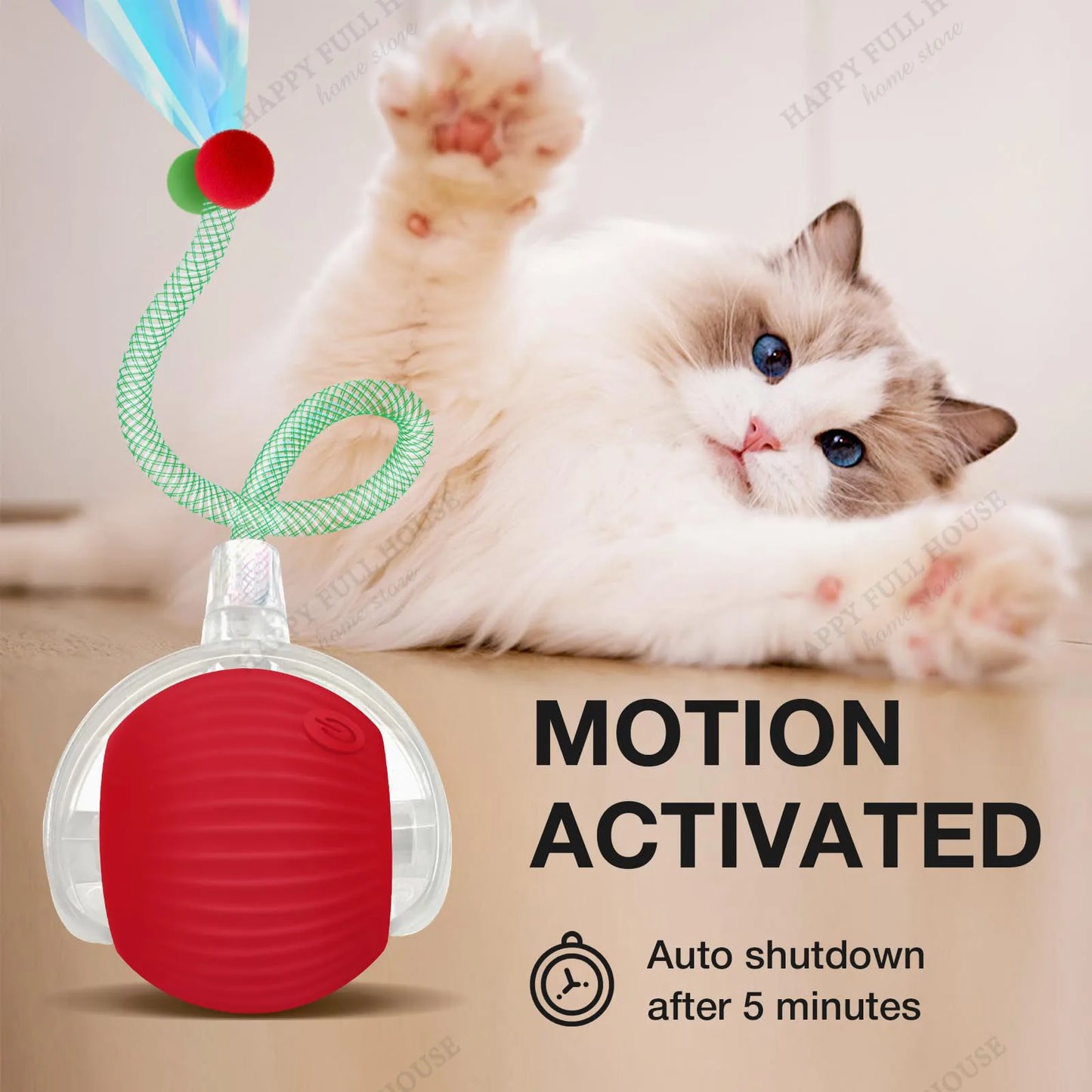 Cat Toys, Interactive with 3 Play Modes, Automatic Cat Toys, Electric Moving Ball for Indoor Bored Kitten & Adult Cats