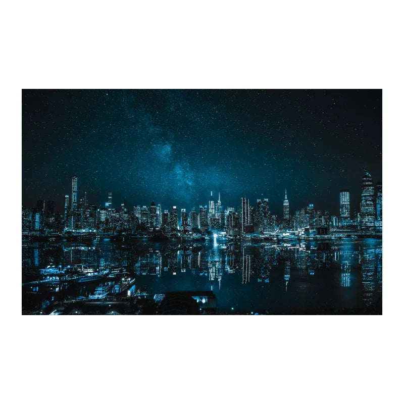 3D City Night Scene  Aquarium Background Poster. PVC Adhesive Sticker Fish Tank Underwater World Backdrop