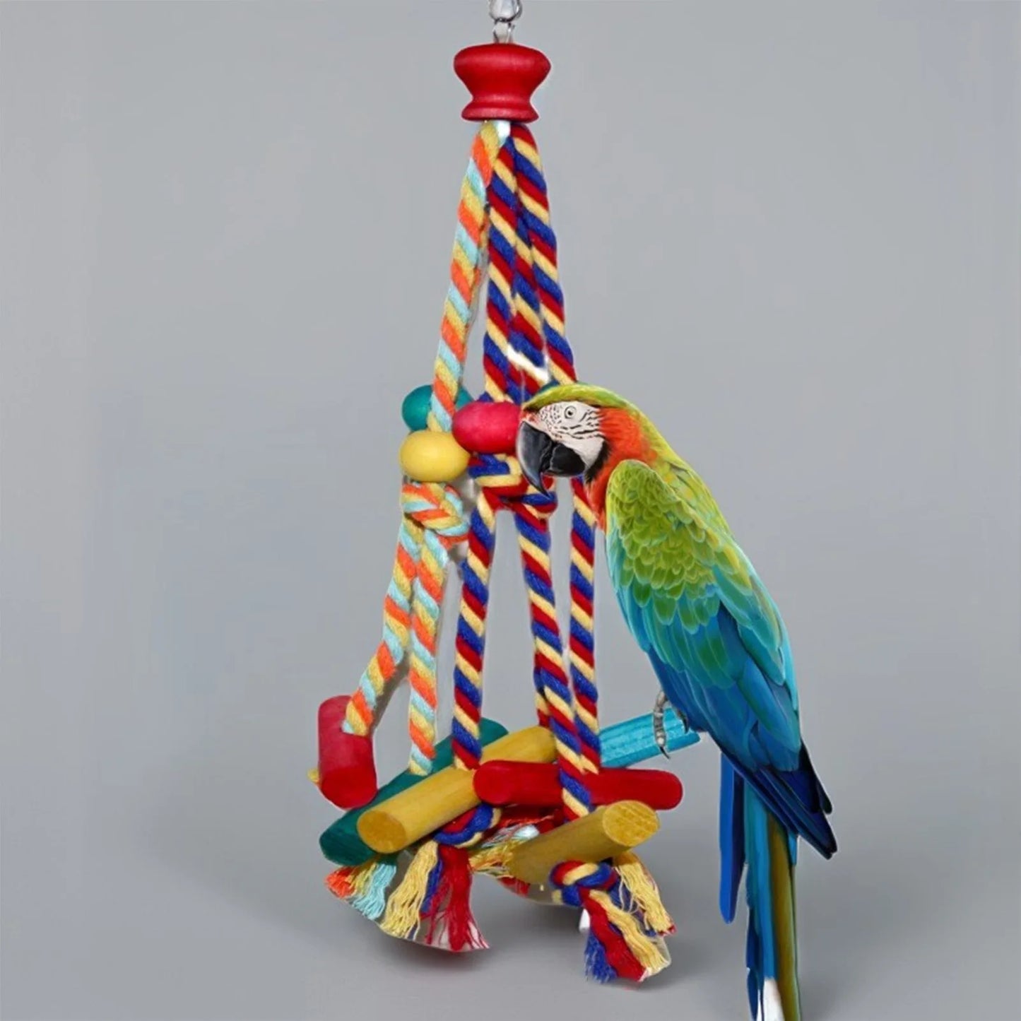 Cage Hanging . Bird Climbing, Chewing Toys. Multicolored Natural Wooden Bird Chewing Toys for Conure, Cockatiel, Budgies and others.