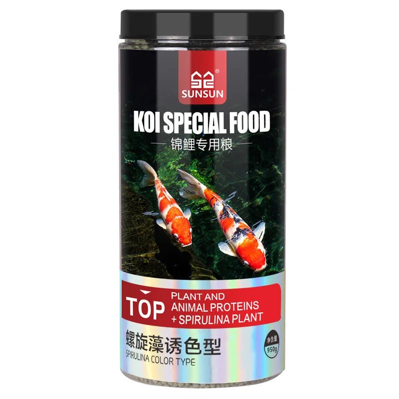 SUNSUN Koi Ornamental Fish, Goldfish Feed. High Spirulina Color Enhancing Fish Food