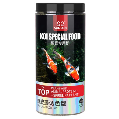 SUNSUN Koi Ornamental Fish, Goldfish Feed. High Spirulina Color Enhancing Fish Food