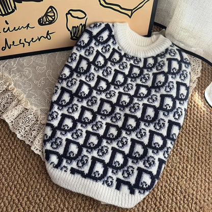 Luxury Designer Dog Winter Clothes, XS-2XL. Warm, Soft Puppy Sweaters Knitted. French Bull Knitwear