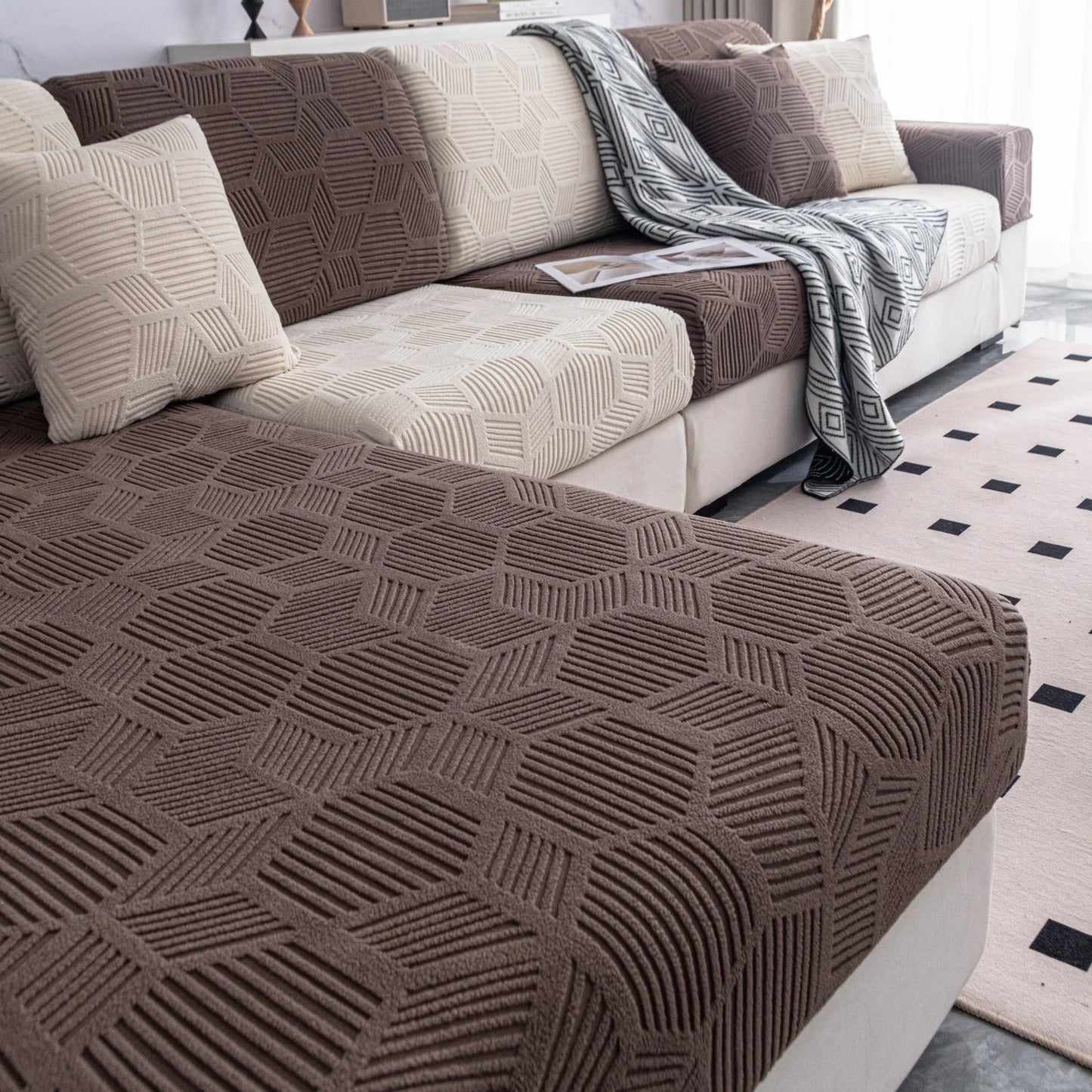 1Piece Universal Stretch Sofa Cover. Cushion Cover, For Living Room. Pet Friendly