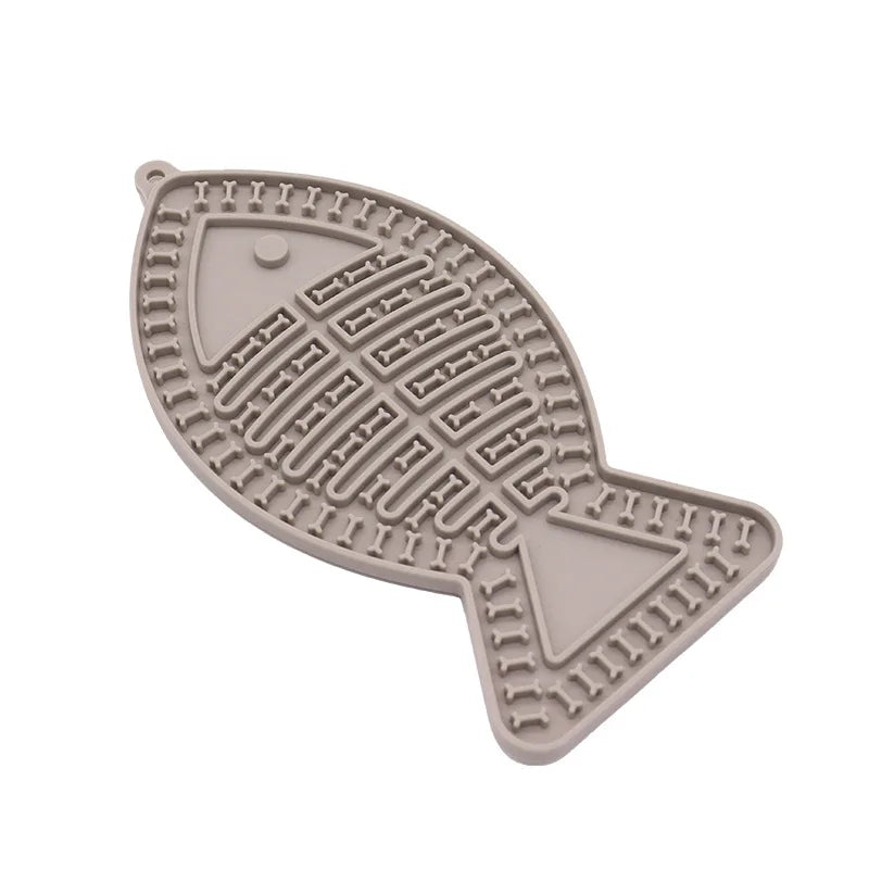 Silicone Pet Licking Mat. Cat Anti-choking With Slow Food Bowl. Puppy Bath Distracted Licking Plate.