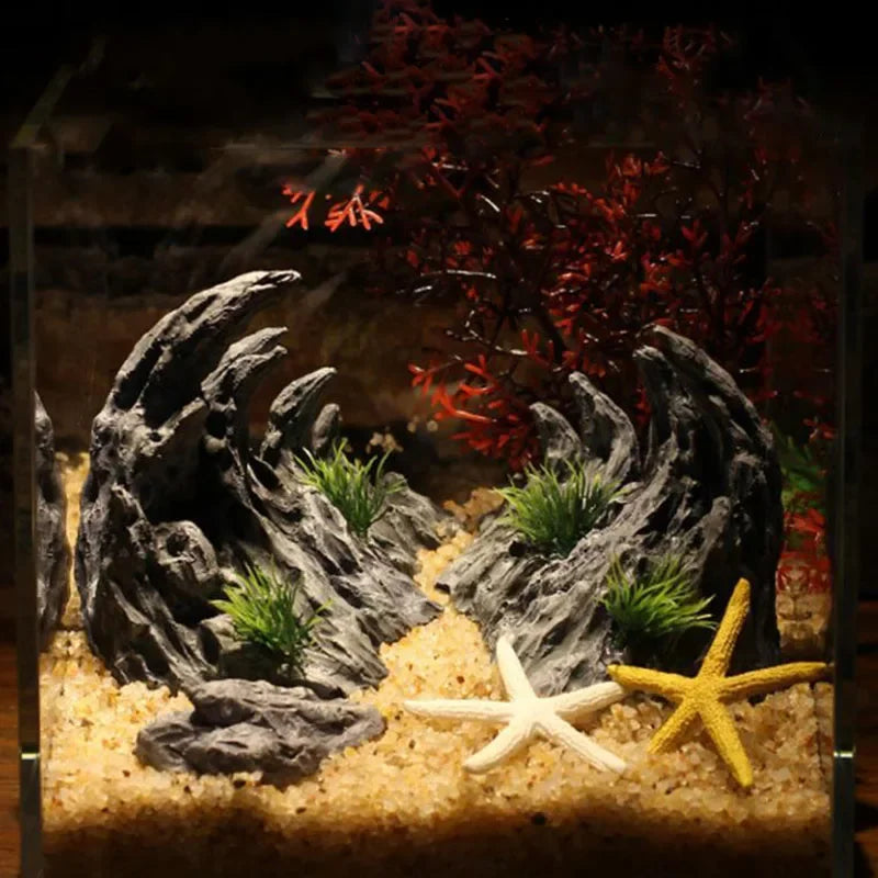Resin Aquarium Decoration. For Fish Tanks. Simulated Canyon Ornament Acuario Rocks. Fish Decor 2pcs