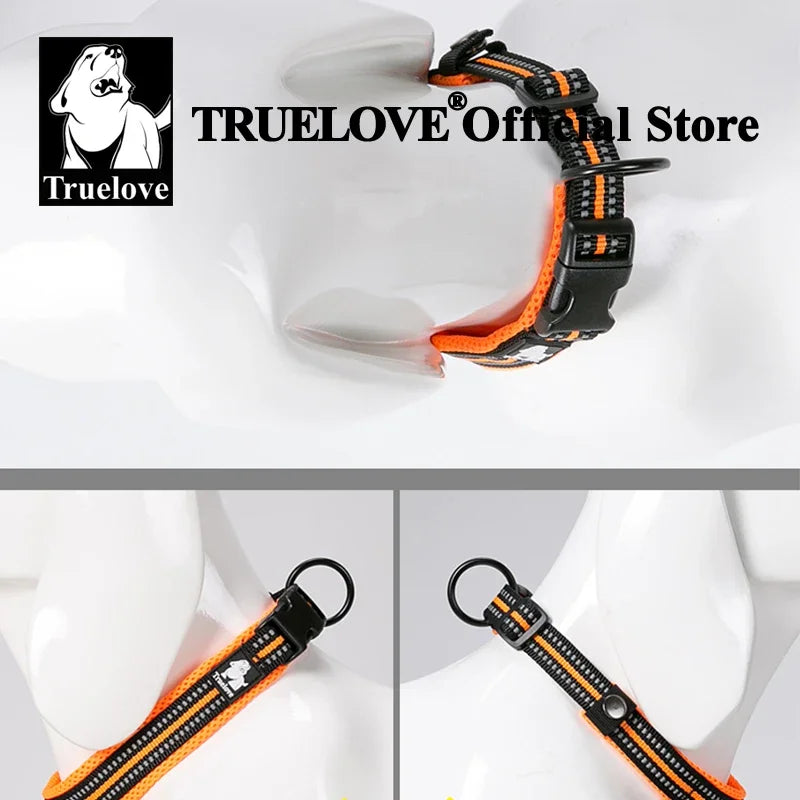 Truelove Pet Dog Collar Nylon Adjustable Webbing Padded, Reflective, Durable, Heavy Duty