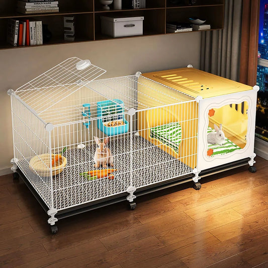 Encrypted Rabbit Cage for Home Use, Large, Indoor. Cleaning Tray, Guinea Pig Nest,