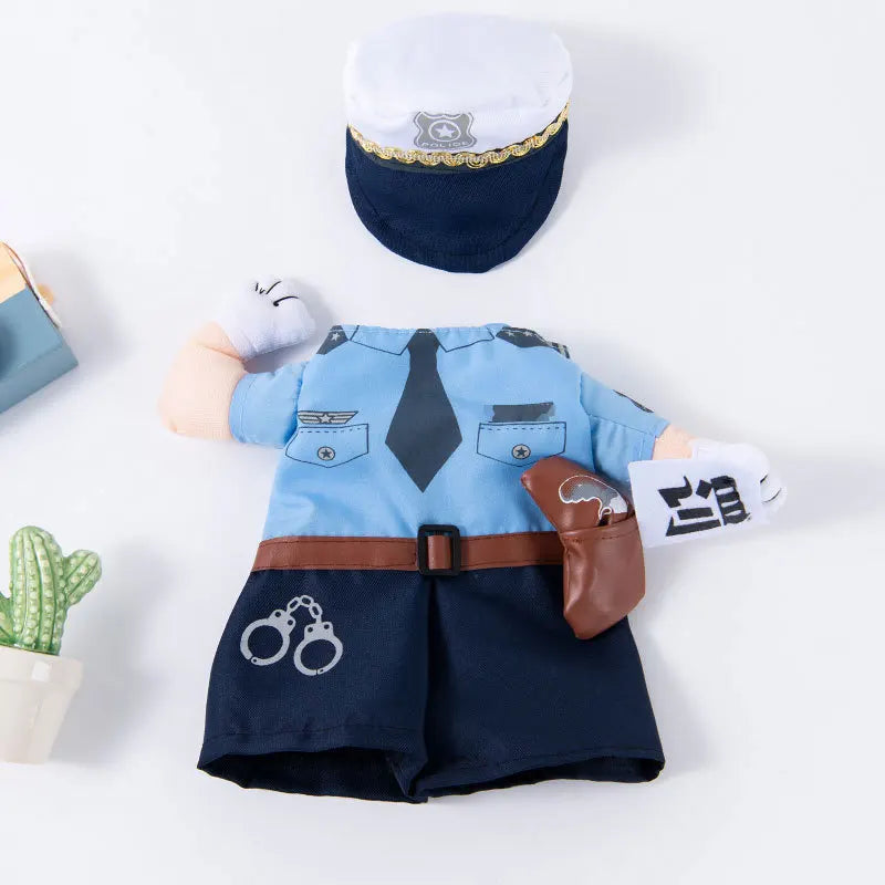 Dog Halloween Outfit. Pet Police Officer Costume with Cap and Holster