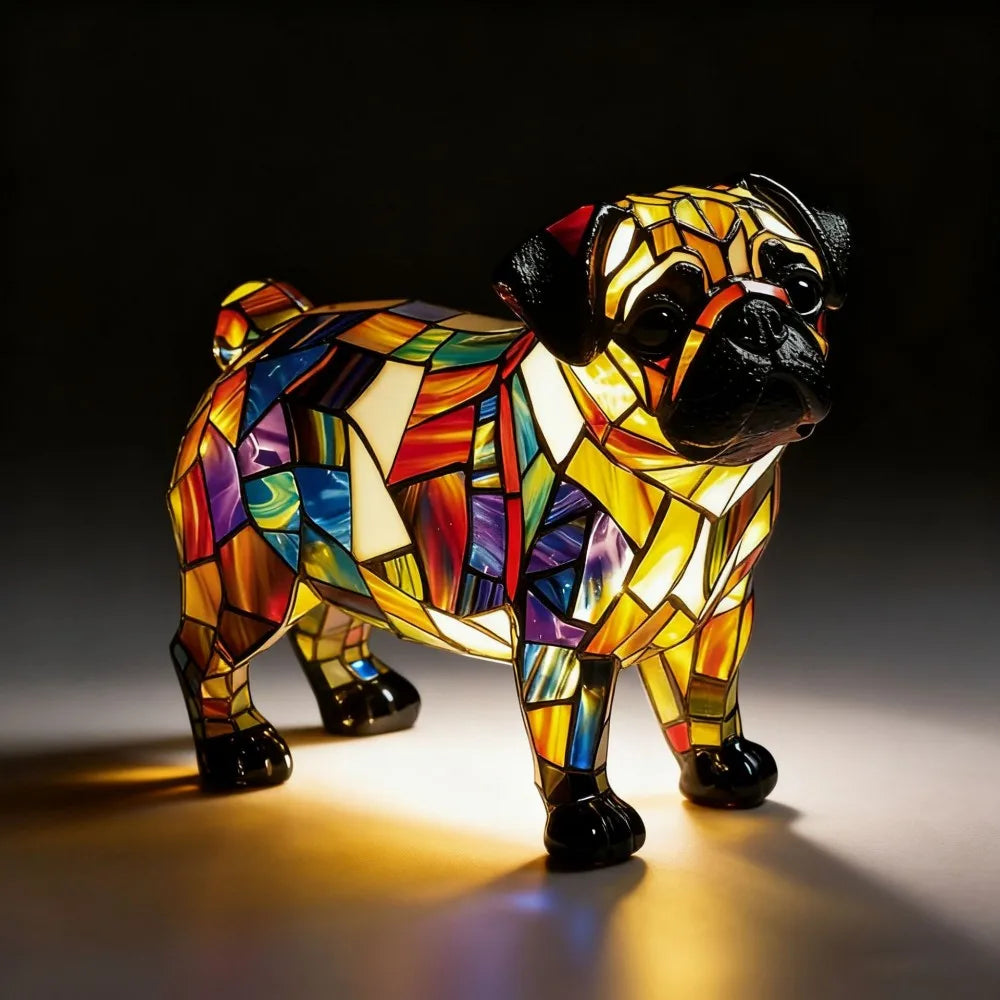 LED Night Light Glowing Dog. Series Artistic Animal Statue. French Bulldog, Labrador Retriever, Golden Retriever. Resin Ornaments