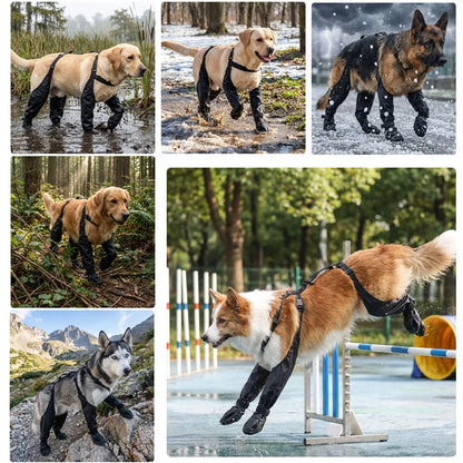 Dog Full-Leg Waterproof Protectors. Mud & Stain Resistant. Non-Slip Dog Shoes Perfect for Medium & Small Pet Breeds in Rainy Days