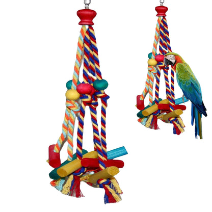 Cage Hanging . Bird Climbing, Chewing Toys. Multicolored Natural Wooden Bird Chewing Toys for Conure, Cockatiel, Budgies and others.