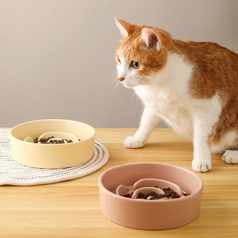 Ceramic Cat or Dog Bowl. Small and Medium-Sized Dogs. Slow Feeding, Anti-Choke Slow Food Bowl. Anti-Tumble