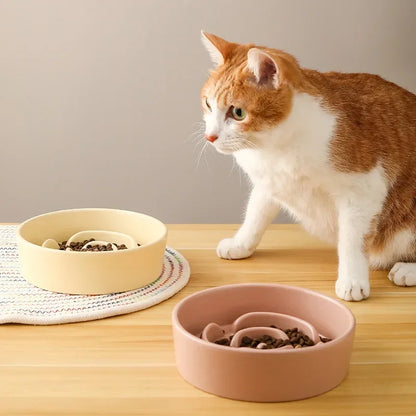 Ceramic Cat or Dog Bowl. Small and Medium-Sized Dogs. Slow Feeding, Anti-Choke Slow Food Bowl. Anti-Tumble