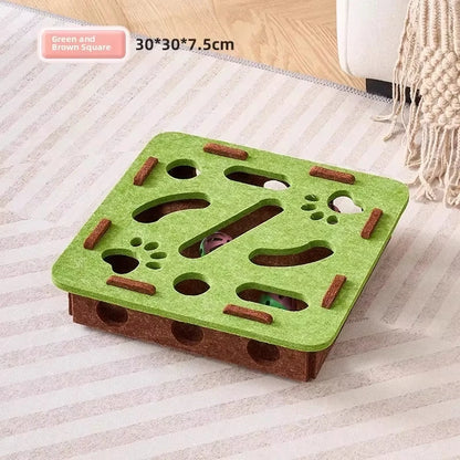 Cat Puzzle Toy. Felt Puzzle Box With Ball. Indoor Sports Entertainment. Hunting Cat Toys