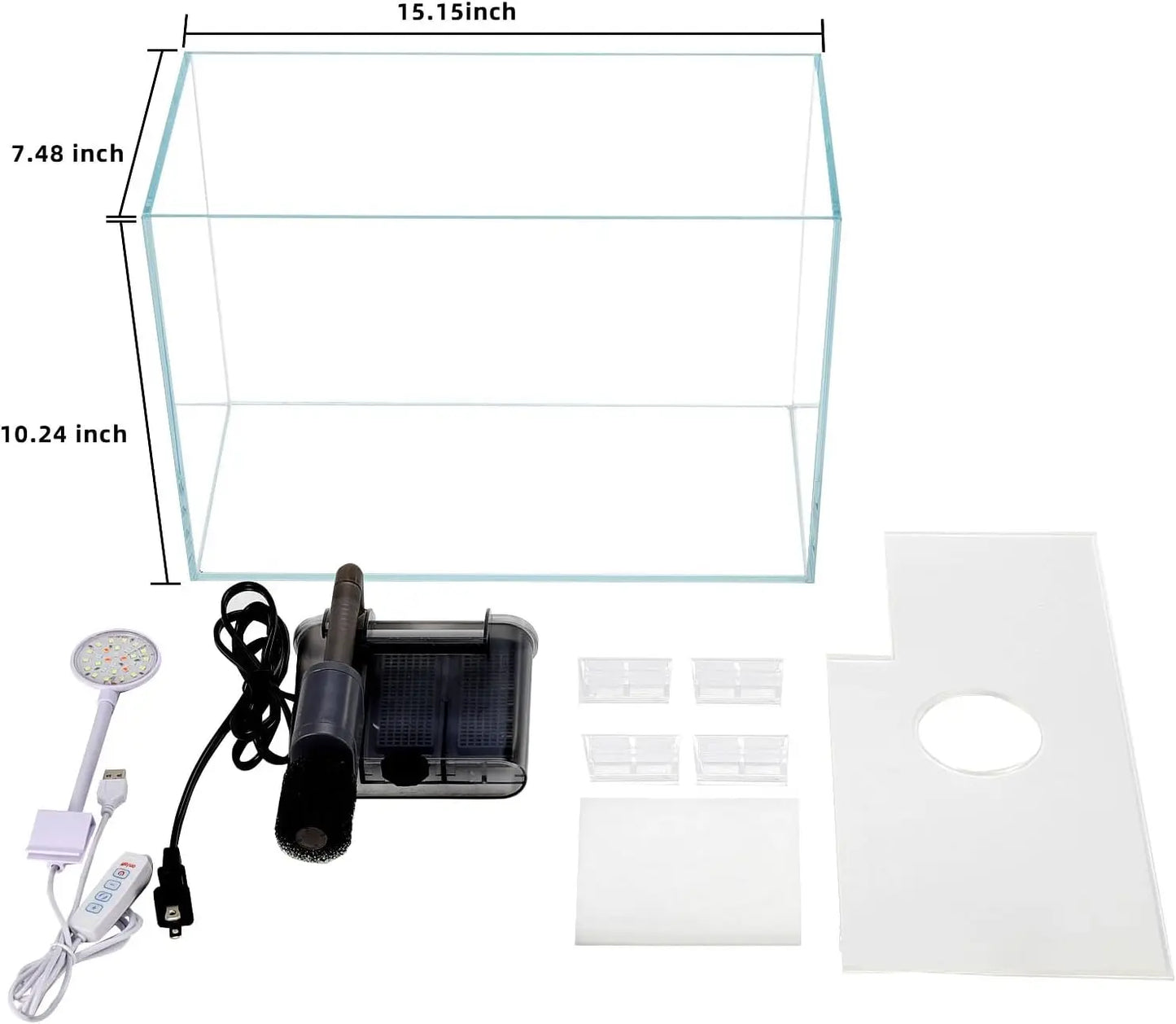 5 Gallon Glass Aquarium Kit with Filter, Light & Lid - Perfect Betta Fish Tank Starter Set