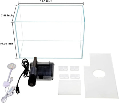 5 Gallon Glass Aquarium Kit with Filter, Light & Lid - Perfect Betta Fish Tank Starter Set