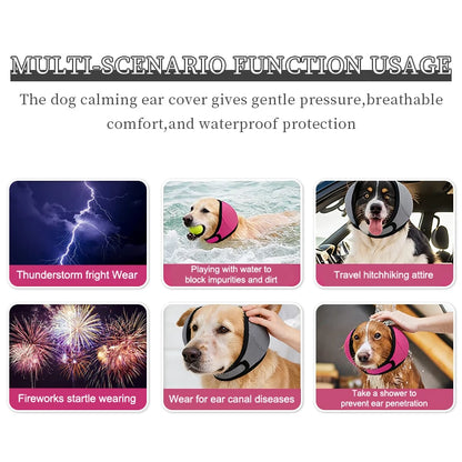 2026 New Dog Ear Muffs (Thickened) For Noise LIke Fireworks, Thunder and Vacuum.  Bath and Swimming - Waterproof Protection With Elastic Calming Hoodie, Grooming