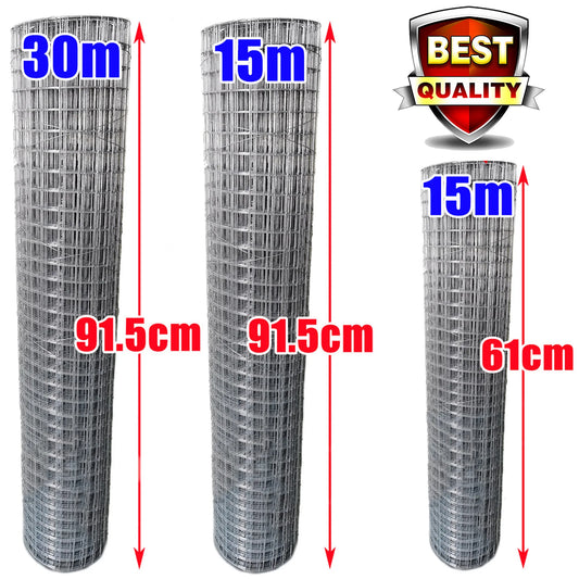 DayPlus Welded Wire Mesh 915mm X 15m/30m Hot-dipped Galvanized Fencing Anti-rust Chicken Coop Wire Fence for Garden Plant & Pet