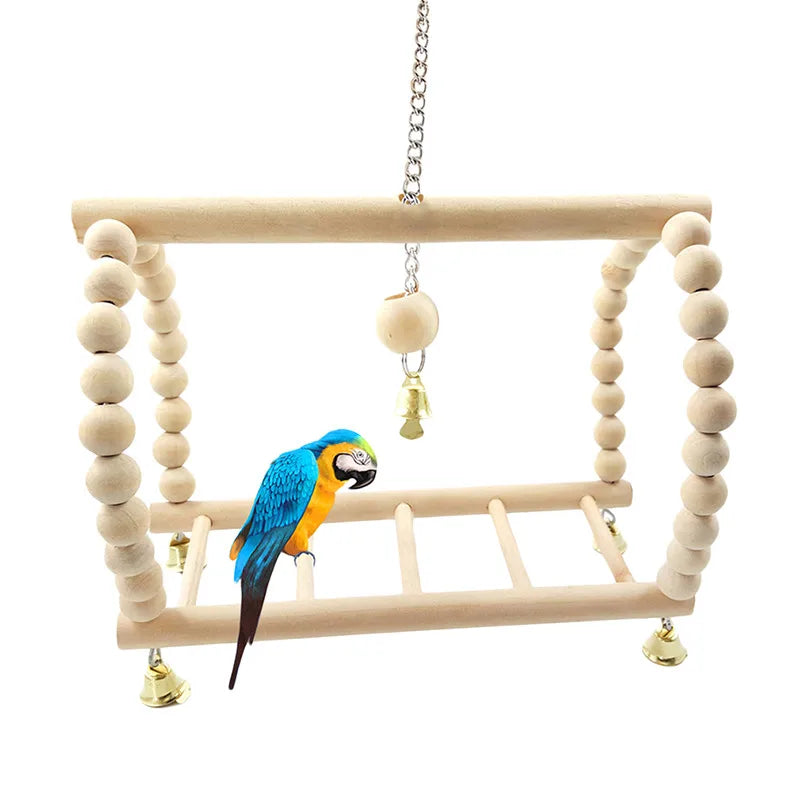 8PC Set. Combination Parrot Bird Toys. Wood Articles Bite Pet Bird Toys. For Parrot Training, Bird Toy Swing, Ball and Bell.